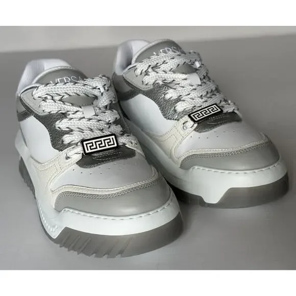 Versace Odissea Mens Leather White/Gray Sneakers 11.5 US (44.5) 1015437 NIB $950
